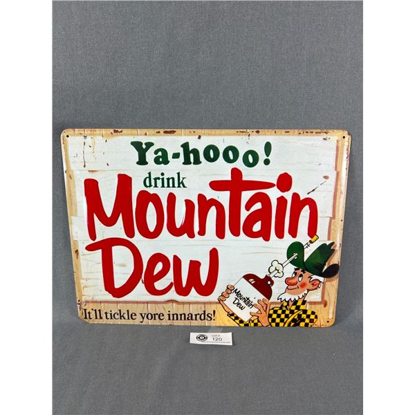 Mountain Dew Tin Sign. Approx. 12  x 15 1/2 