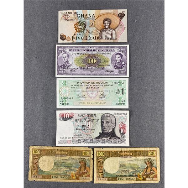 Collectible World Bank Notes - Argentina, Ghana, Venezuela & More