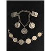 Image 1 : Vintage Medallion Charm Bracelet & Vintage Coin Bracelet. (2 End Coins Are Silver)