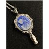 Image 2 : Angel Cameo/Mirror 2 .5" Pendant Necklace (mirror is cracked) Chain is Approx. 20"L