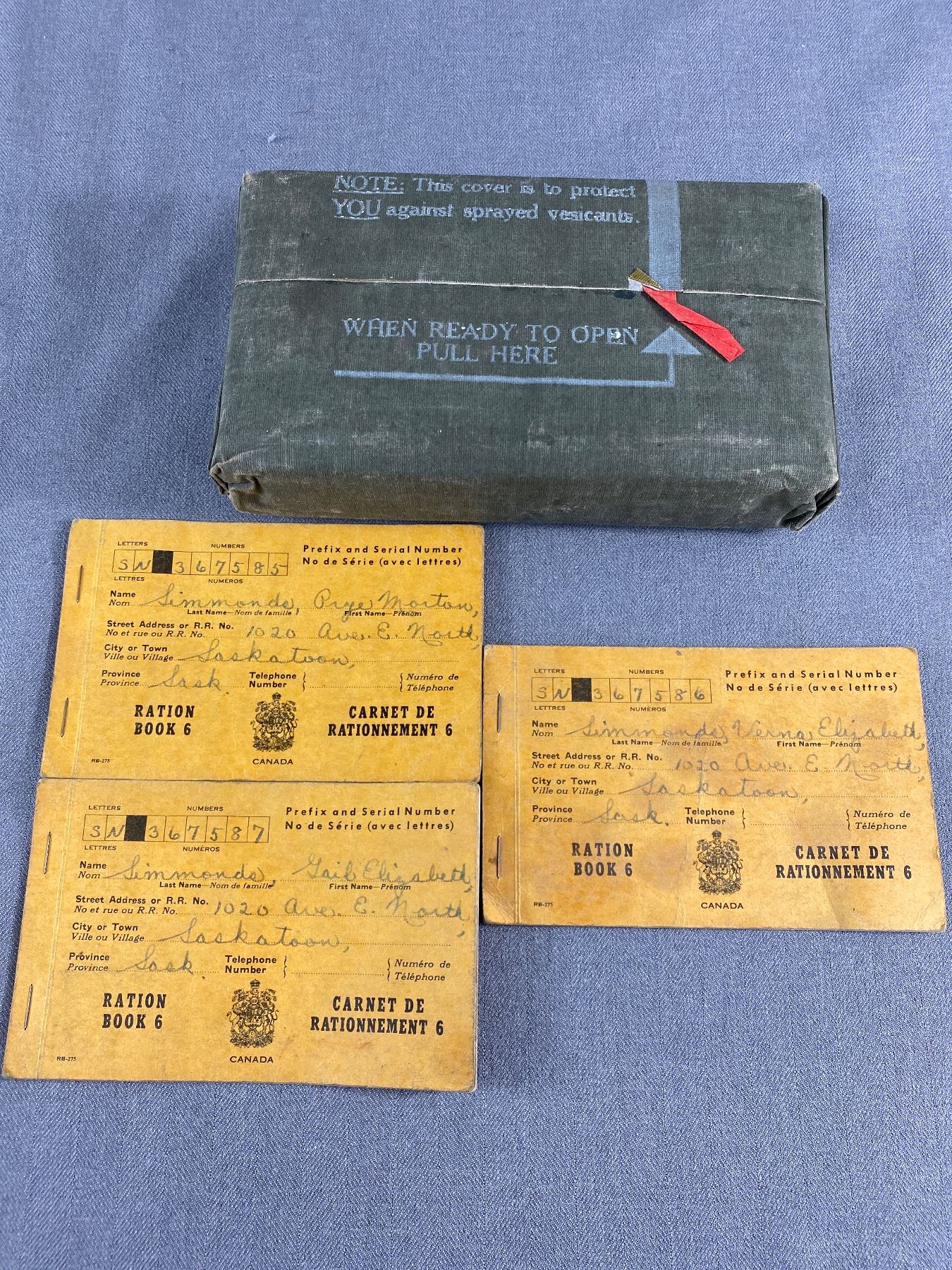Canadian Ration Books WWII Gas Mask In Original Packaging & Canada Ration Books