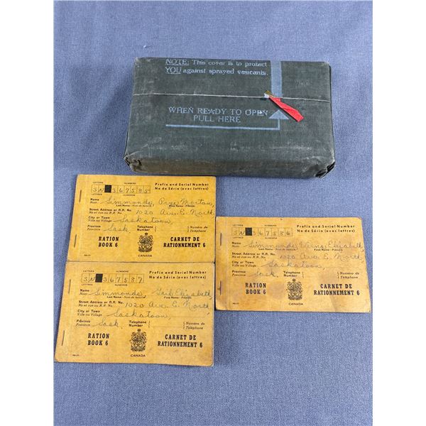 WWII Gas Mask In Original Packaging & Canada Ration Books