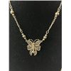 Image 2 : Vintage Filligree Butterfly Choker Necklace. 14" -16" L