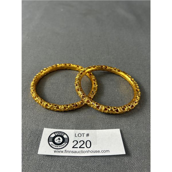 18K Gold Plated Light Weighted Metal Bangles. Each 8 gr. Wt