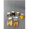 Image 1 : 6 Pairs Of Genuine Brown & Beige Leather Dangle Earrings. Made In Canada