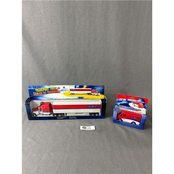 Vintage Canada Post Transport Truck & Die Cast Step Van - Both In Original Packaging