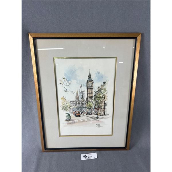 Mid-Century Dutch Impressionist Jan Korthals 'Big Ben London' 15  x 19  Framed