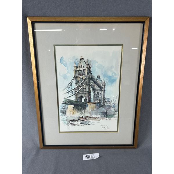 Mid-Century Dutch Impressionist Jan Korthals 'Tower bridge London' 15" x 19" Framed