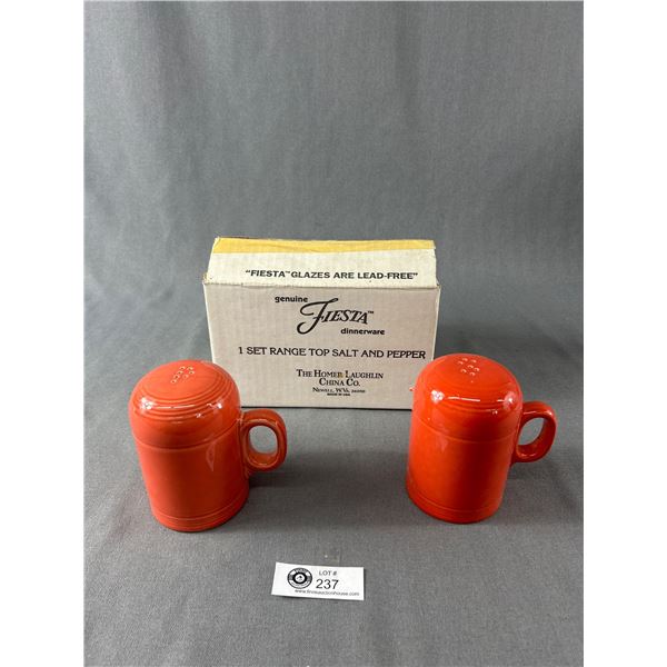 NOS Genuine Fiesta Persimmon Range Top Salt & Pepper Set