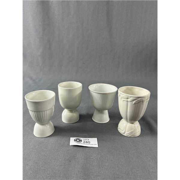 4 Vintage Classic White Double Egg Cups - Made In England