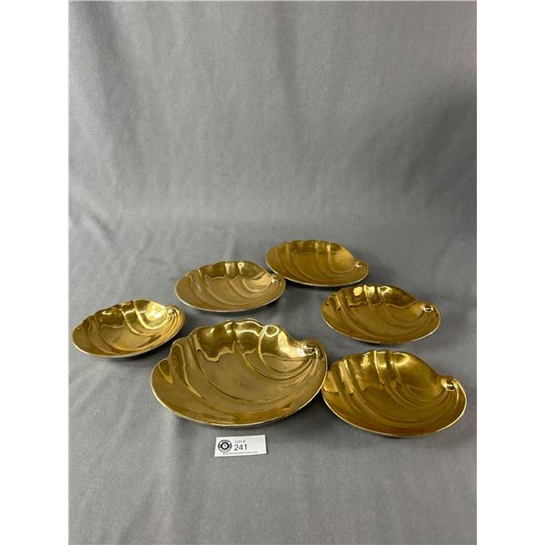 6 Vintage Royal Winton 'Golden Age' Art Deco Design Shell Shaped Dishes