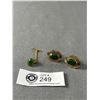 Image 1 : Quality Vintage Cufflinks & Tie Pin w/ Jade Accents