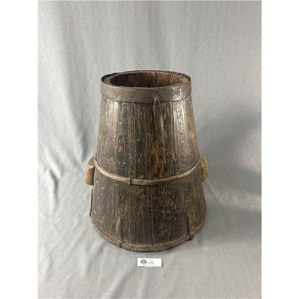 Antique Wooden Chinese Wine Barrel/Bucket. Approx. 18" H