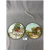 Image 1 : Antique Pair Of Round Lead-Framed Village Scene Prints