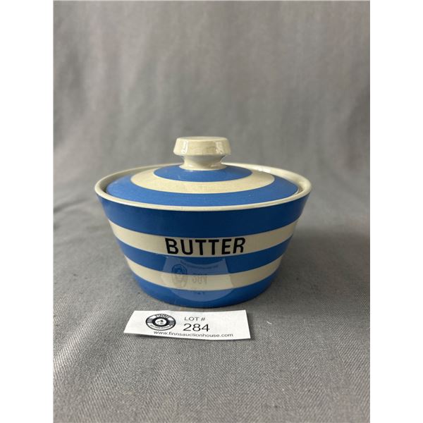 Cornish Ware Butter Dish By TG Green, Old Green Mark. No Chips Or Cracks, Some Crazing On Lid.