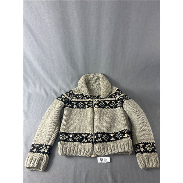 Child Sized Hand Made Cowichan Zip-Up Sweater