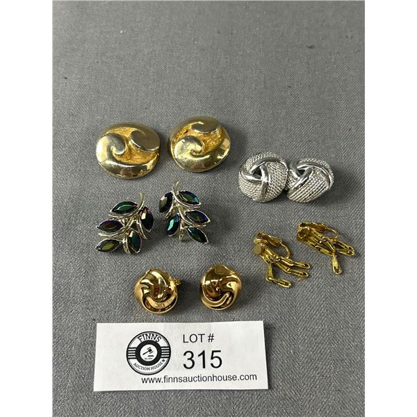 5 Pairs Of Vintage Clip-On Earrings, One Marked Coro