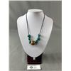 Image 1 : Natural Chunky Turquoise Stone & Large Nut Like Bead Center Necklace