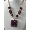 Image 2 : Purple Amethyst Colour Art Glass Pendant Necklace