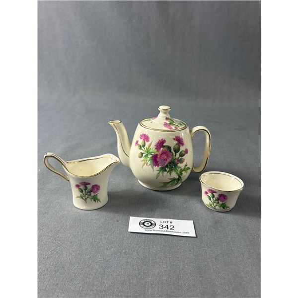 3 Pc Royal Winton Miniature Teaset. 1930's "Scottish Thistle"