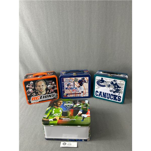 Lot Of Metal Lunch Boxes - Vancouver Canucks, BC Lions & More