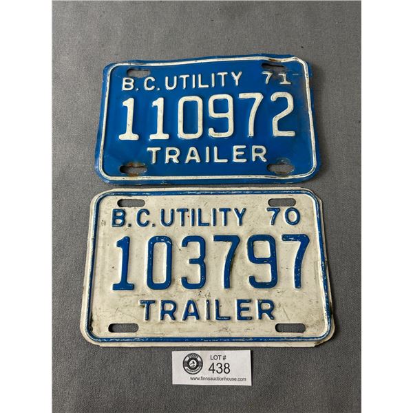 1970 & 1971 BC Utility Trailer License Plates