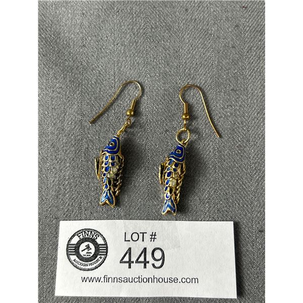 Pair of Vintage Dangling Enamel Fish Earrings