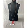 Image 1 : Hand CraftedFramed Rhodonite Stone Pendant with Extra Length Chain Necklace