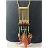 Image 2 : Native Design Necklace with Genuine Feathers. 24" L