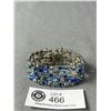 Image 1 : Gorgeous Blue and Aurora Borealis Rhinestones Bracelet 5 Rows, Unmarked