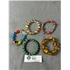 Image 1 : 5 Great Art Glass & Crystal Beads Bracelets