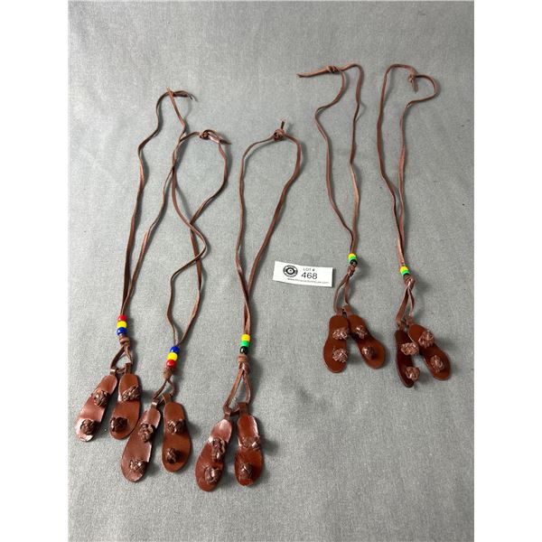 5 Hand Crafted Geanuine Leather Pairs Sandles Necklaces