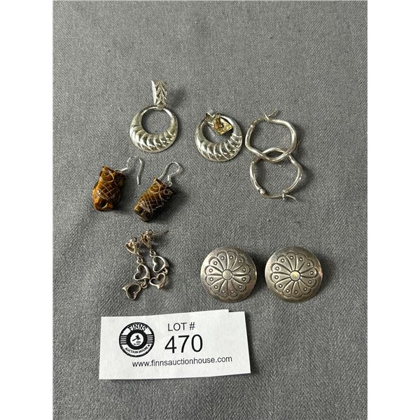 3 Pairs Sterling Silver & 2 Pairs of Silver Earrings