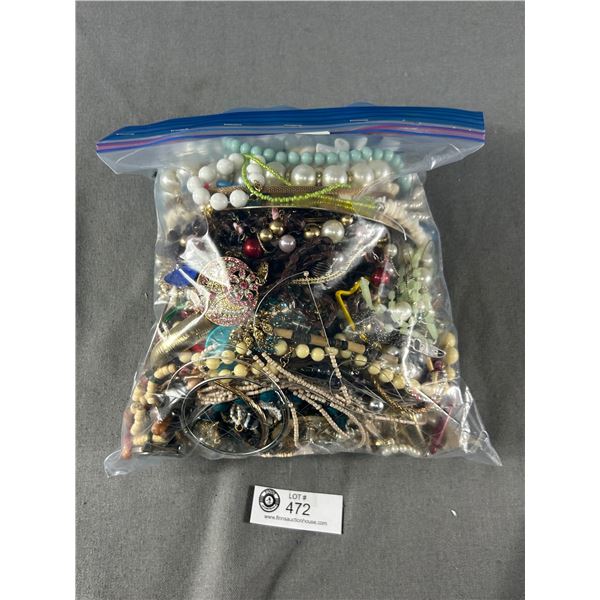 Large Bag of Miscellaneous Costume Jewelry Parts, Beads Etc