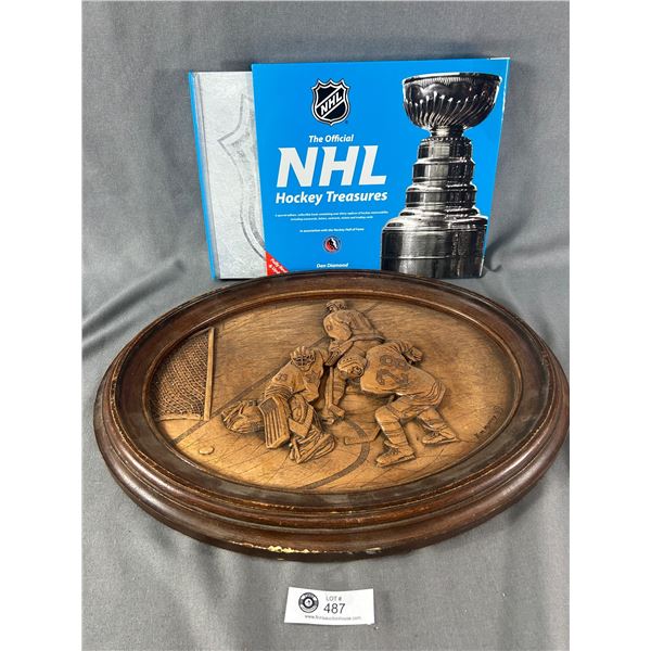 Official NHL Hockey Treasures SE Collectible Book & Kim Murray Oval Hockey Raised Photo. Approx. 20"