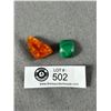 Image 1 : Nice Piece of Polished Amber & a Piece of Malachite