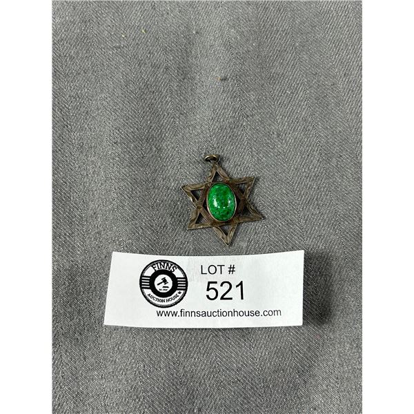 Sterling Star of David Pendant with Green Stone