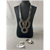 Image 1 : Large Unusual Necklace with Brand New Earrings and Bracelet.