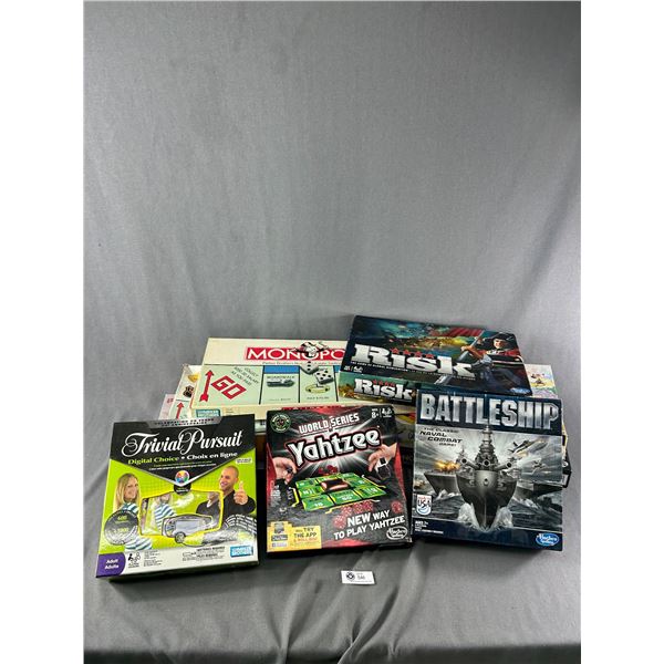 Lot Of Board Games - Trivial Pursuit, Battleship, Yahtzee, Life, Risk & Various Monopoly Games