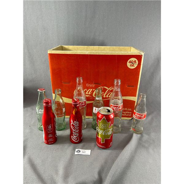 Coca Cola Card Board Box Containing Collectible Bottles & Cans