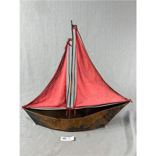 Vintage Metal Folk Art Style Sailboat