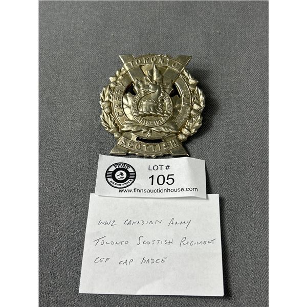 WWII Canadian Army Toronto Scottish Regiment CEF Cap Badge