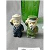 Image 2 : Vintage Embossed Green Glass Water/Juice Refrigerator Jar 40oz Armed Forces Salt & Pepper & Little G