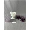 Image 1 : Beautiful Pair of 1969's Purple Kings Crown Indiana Glass Tumbprint Sherbet Dessert Dishes, EO Brody