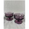 Image 2 : Beautiful Pair of 1969's Purple Kings Crown Indiana Glass Tumbprint Sherbet Dessert Dishes, EO Brody
