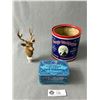 Image 1 : Vintage George Washington & Edgeworth Pipe Tobacco Tins & Deer/Stag Plastic Bottle Stopper