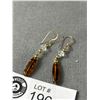 Image 2 : Nice Pair Of 14K G.F. & Amber Drop Earrings