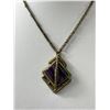 Image 2 : Vintage Purple Celluloid Stone Pendant Necklace Choker Size 15"L