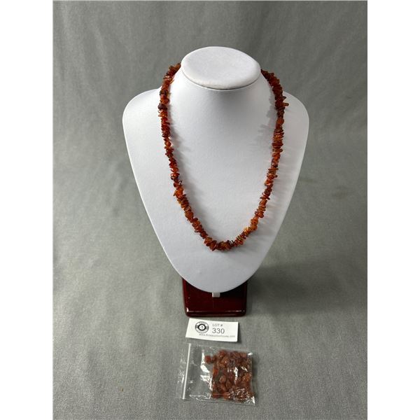 Genuine Natural Baltic Amber Necklace 23" L & Small Bag w/ extra Amber To Add On