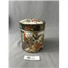 Image 1 : Vintage Hand Painted Asian SatSuma Jar & Lid w/ Gold Colour Accents. (some damage to inside rim but 